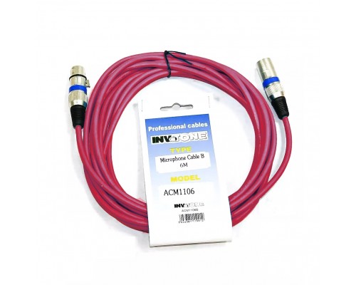 INVOTONE ACM1105 R - микрофонный кабель, XLR(папа) <-> XLR(мама), длина 5 м (красный)