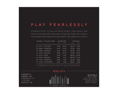 D'ADDARIO NYXL1074 - струны для 8-стр. электрогитары,10-74