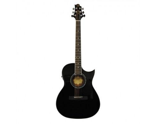 GREG BENNETT GA100SCE BK - электроакустическая гитара с вырезом, красное дерево, актив., цвет черный