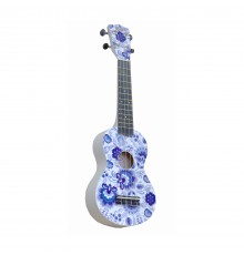 WIKI UK/RUS/GZHEL - гитара укулеле, сопрано, липа, рисунок 'ГЖЕЛЬ', чехол в комплекте.