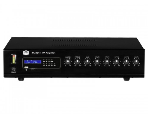 SHOW TA-3241 - трансляц. система 240 Вт, 25/70/100 В, 4Line/mic+2AUX, MP3 плеер