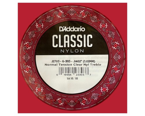 D'ADDARIO J2703 - струна 3-я для классической гитары без обмотки