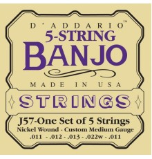 D'ADDARIO J57 - струны для банджо, 5 String and Tenor Banjo/Custom Medium/Nickel