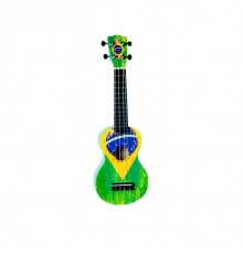 WIKI UK/BZ - гитара укулеле сопрано, рисунок 'бразильский флаг', чехол в компл