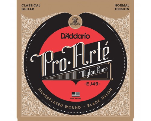 D'ADDARIO EJ49 - струны для классической гитары. серебро (Silver),черный нейлон,нормальное натяжение