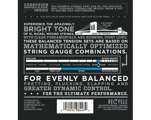 D'ADDARIO EXL220BT - струны для БАС-гитары ,nickel,super soft 40-95