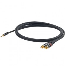PROEL CHLP215LU3 - инсертный кабель, 3.5 джек стерео <-> 2хRCA (папа), длина - 3м