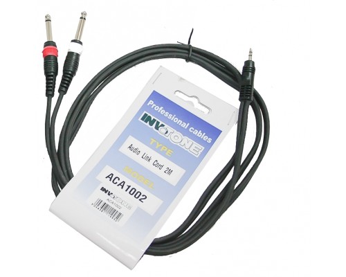 INVOTONE ACA1002 - аудио кабель, 3,5 джек стерео <-> 2 x 6,3 джек моно длина 2 м