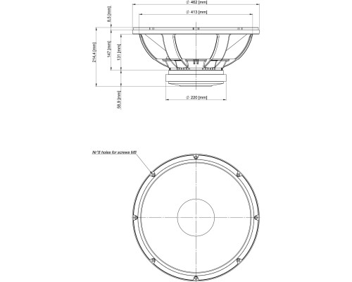 EIGHTEEN SOUND 18LW2400/4 - 18' динамик с расширенным НЧ, 4 Ом, 1200 Вт AES, 98 dB, 31-2500 Гц