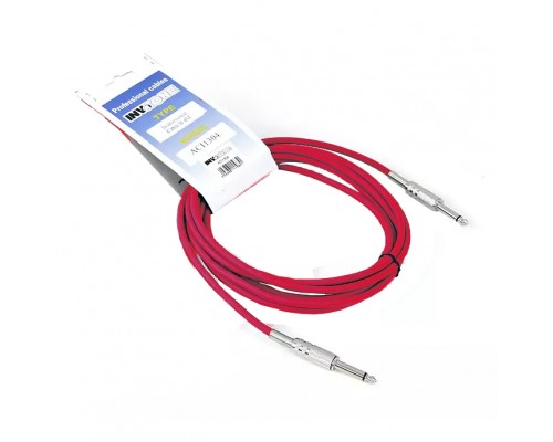 INVOTONE ACI1304 R - инструментальный кабель, 6,3 джек моно <-> 6,3 джек моно, длина 4 м (красный)