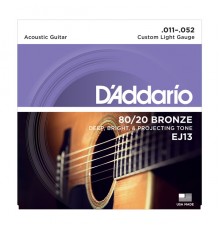D'ADDARIO EJ13 - струны для акустической гитары, 11-52, бронза, 80/20 CUSTOM LIGHT