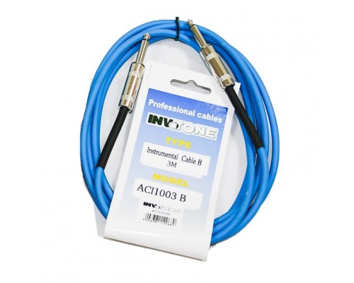 INVOTONE ACI1003 B - инструментальный кабель, 6,3 джек моно <-> 6,3 джек моно, длина 3 м (синий)