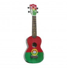 WIKI UK/PTL - гитара укулеле сопрано, рисунок 'португальский флаг', чехол в комплекте