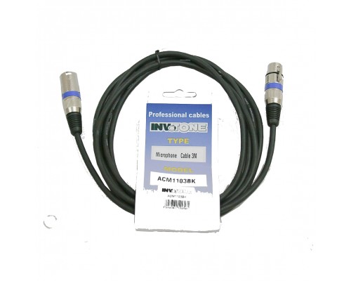 INVOTONE ACM1106 BK - микрофонный кабель, XLR(папа) <-> XLR(мама), длина 6 м (черный)