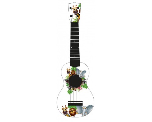 WIKI UK/ANIMALS - гитара укулеле сопрано, рисунок 'животные', чехол в комплекте
