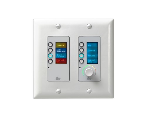 BSS EC-8BV-WHT-EU - панельный контроллер с 8 кнопками и регулятором уровня, Ethernet , цвет белый