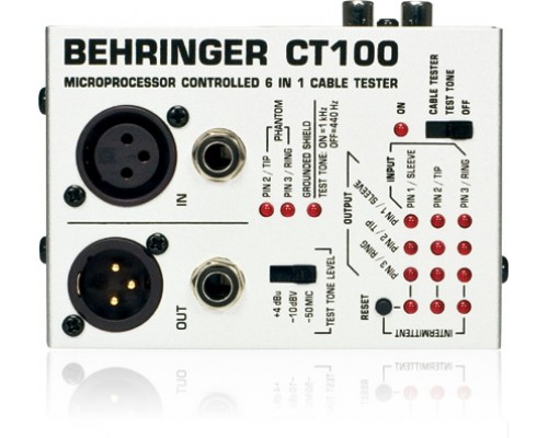 BEHRINGER CT100 - кабель-тестер,разъёмы XLR,TRS (1/4',1/8',TT), RCA,MIDI,дисплей,бат. 2-АА (не вкл)