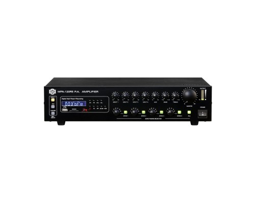 SHOW MPA-120RS - трансляц. система 120Вт,DC24В,25/70/100В, MP3-плеер,4micline+aux, 4 зоны