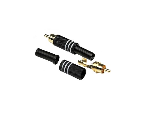 INVOTONE RCA200M BK - тюльпан кабельный, RCA, 'золото', корпус металл, белая маркировка