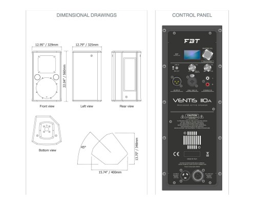 FBT VENTIS 110A - двухполосная активная акустическая система , 10', НЧ-700Вт/ВЧ-200Вт