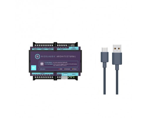 NICOLAUDIE ARCHITECTURAL DINA-DR2 LITE - DMX-интерфейс, 3х DMX512 (512 канала), 5 зон, 99 сцен, USB