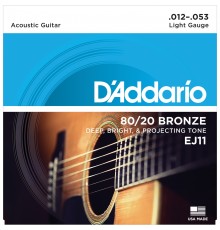 D'ADDARIO EJ11 - струны для акустической гитары, бронза 80/20, Light 12-53