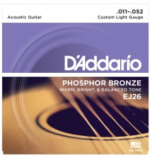 D'ADDARIO EJ26 - струны для акустической гитары с обмоткой из фосфорной бронзы, Custom Light 11-52