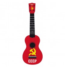 WIKI UK/CCCP - гитара укулеле сопрано, липа, рисунок 'флаг СССР', чехол в компл.