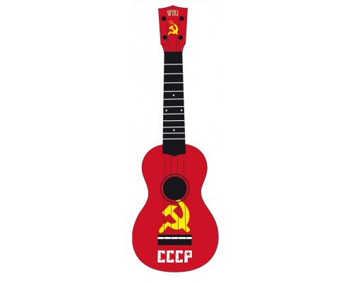 WIKI UK/CCCP - гитара укулеле сопрано, липа, рисунок 'флаг СССР', чехол в компл.