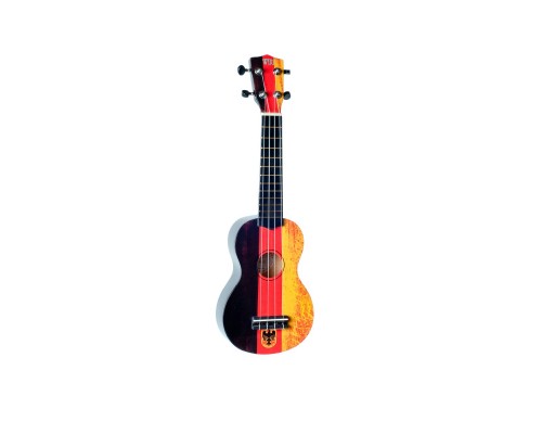 WIKI UK/DE - гитара укулеле сопрано, липа, рисунок 'немецкий флаг', чехол в комплекте