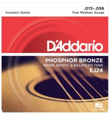 D'ADDARIO EJ24 - струны для акустической гитары с обмоткой из фосфорной бронзы, 13-56 True Medium