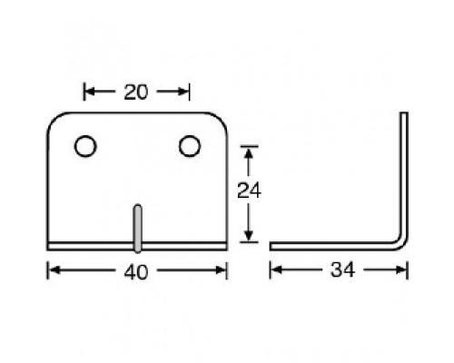 ADAM HALL 40403 - скоба угловая металлическая, 40х31 мм