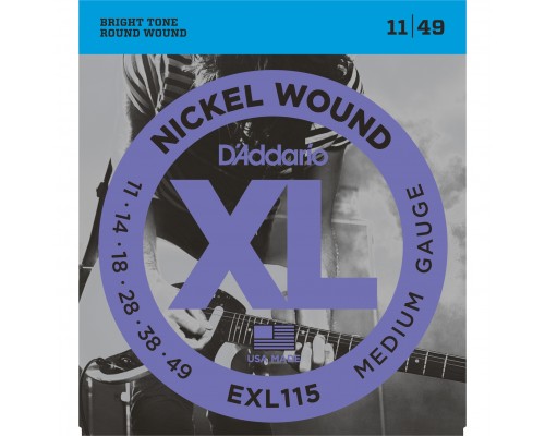 D'ADDARIO EXL115 - струны для электрогитары, Blues/Jazz Rock, никель, 11-49