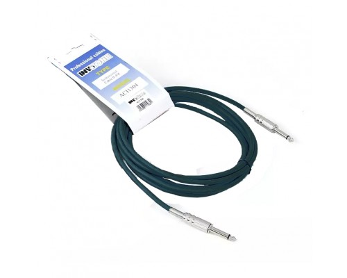 INVOTONE ACI1304 BK - инструментальный кабель, 6,3 джек моно <-> 6,3 джек моно, длина 4 м (ченый)