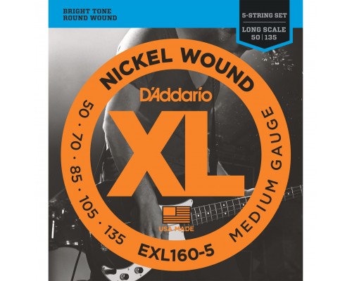 D'ADDARIO EXL160-5 - струны для БАС-гитары, 5-стр. soft/reg, 050-135