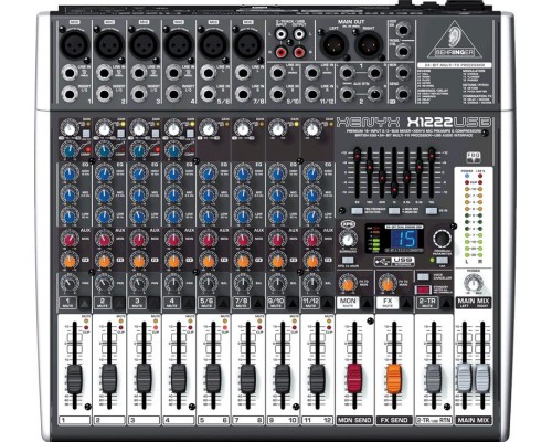 BEHRINGER X1222USB - микшер,4моно,4стер.,6 мик.предусил,2 AUX-шины,процессор эффектов, USB,эквалайзе