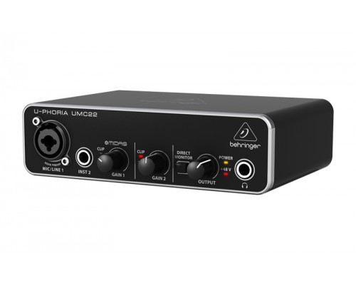 BEHRINGER UMC22 - аудиоинтерфейс USB,2входа, 2 выхода, микр. предусилитель MIDAS