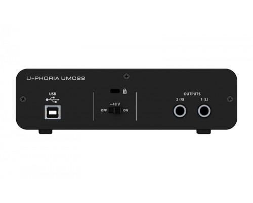 BEHRINGER UMC22 - аудиоинтерфейс USB,2входа, 2 выхода, микр. предусилитель MIDAS