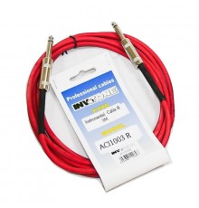 INVOTONE ACI1003 R - инструментальный кабель, 6,3 джек моно <-> 6,3 джек моно, длина 3 м (красный)