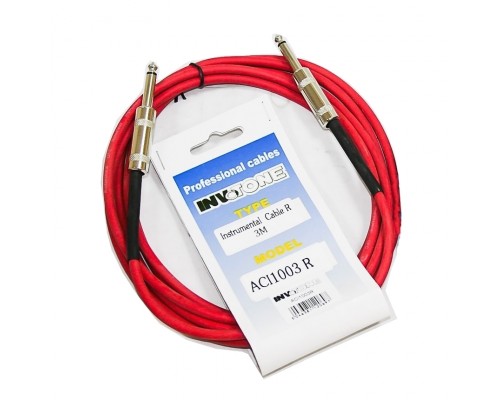 INVOTONE ACI1003 R - инструментальный кабель, 6,3 джек моно <-> 6,3 джек моно, длина 3 м (красный)