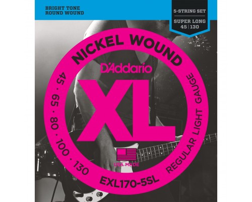 D'ADDARIO EXL170-5SL - струны для БАС-гитары, 5 струн, Super long, 045-130