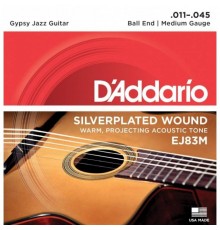 D'ADDARIO EJ83M - струны для акустической гитары типа Selmer (Gypsy guitar), серебро, Medium, 11-45