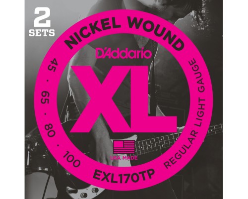 D'ADDARIO EXL170TP - струны для БАС-гитары, Soft Long, 045-100, 2 комплекта