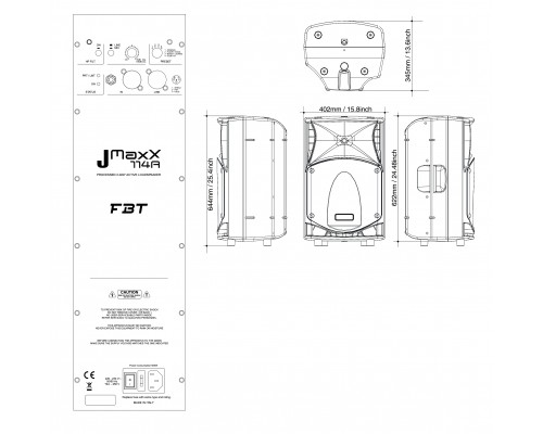 FBT JMAXX 114A - двухполосная, активная акустическая система, НЧ 700 Вт + ВЧ 200 ВТ, 45Гц-20кГц, 132