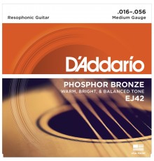D'ADDARIO EJ42 - струны для акустической гитары,фосфор/бронза, для резонаторной (добро) гитары,16-56