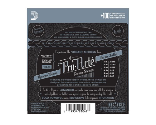 D'ADDARIO EJ46FF - струны для классической гитары,карбон, сильное натяжение