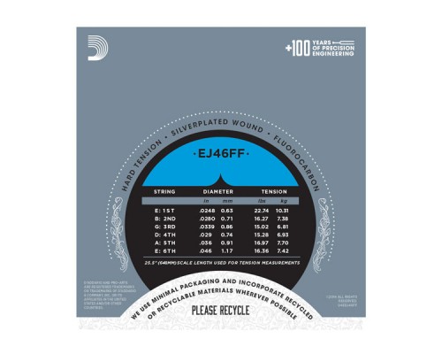 D'ADDARIO EJ46FF - струны для классической гитары,карбон, сильное натяжение