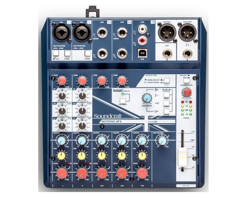 SOUNDCRAFT Notepad-8FX - компактный 8-канальный микшерный пульт с процессором эффектов Lexicon и USB