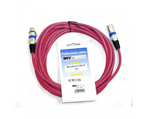 INVOTONE ACM1103 R - микрофонный кабель, XLR(папа) <-> XLR(мама), длина 3 м (красный)