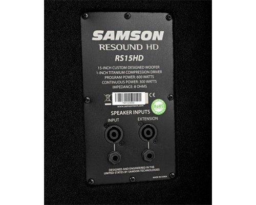 SAMSON RS15HD - пассивная акустическая система 15' + 1,5', 600 Вт пик., 300Вт RMS 8 Ом